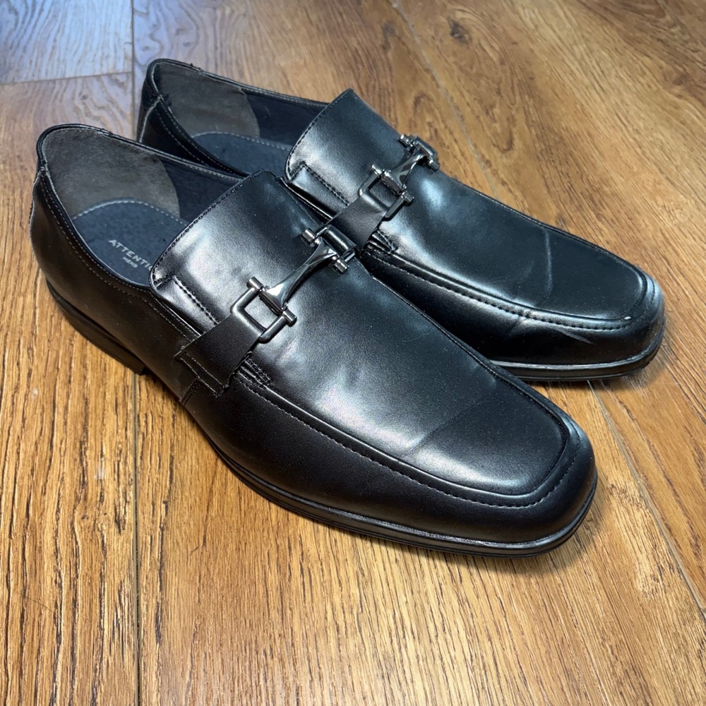 Attention Mens Jedrick Black Slip On Bit Loafers Dress Shoes Size 10.5 M